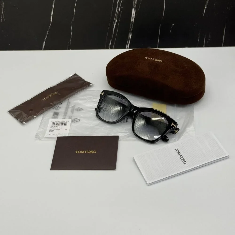 NEW TOM FORD LAUREN-02 TF614 01C WOMEN BLACK SUNGLASSES TOM FORD FT0614/S
